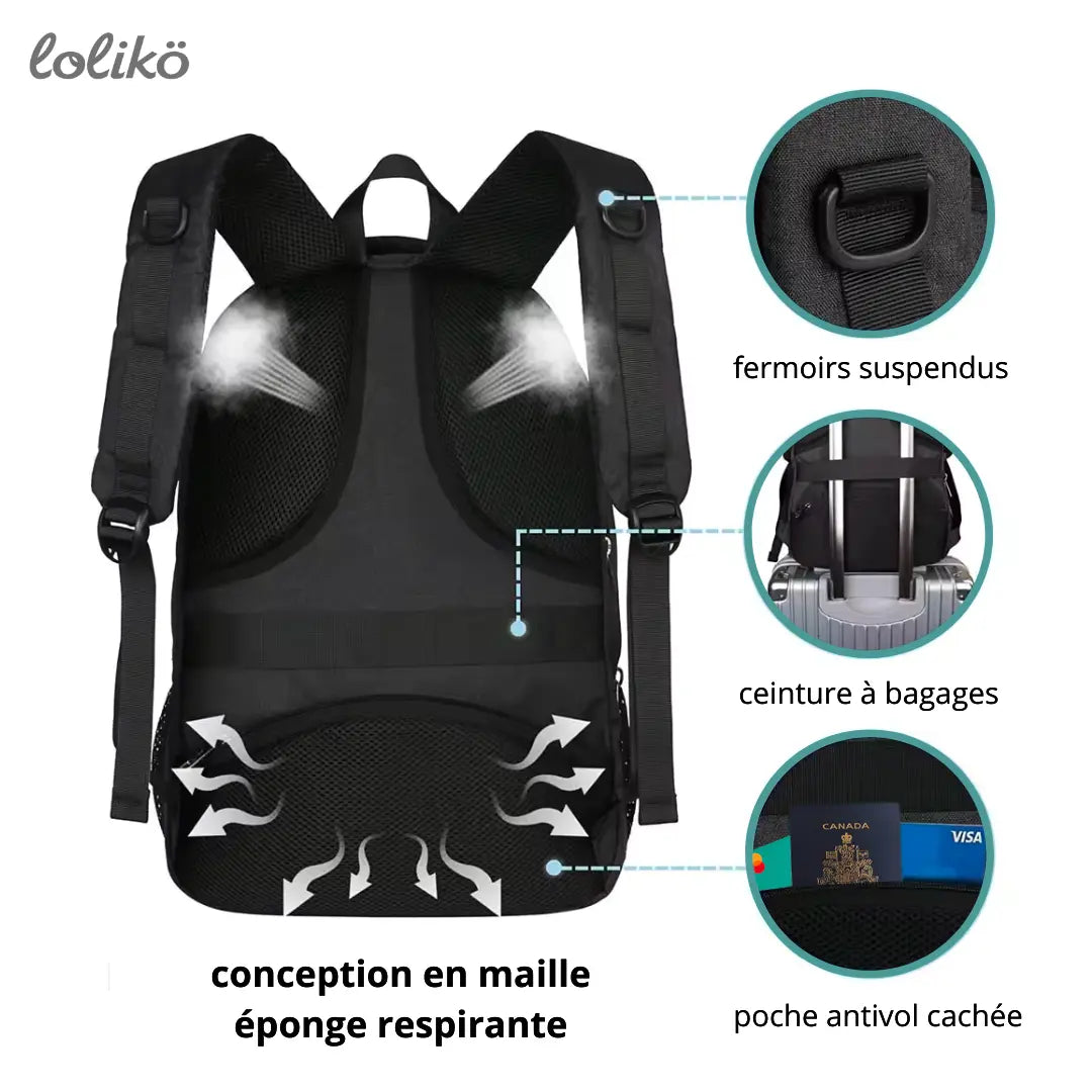 Sac à dos polyvalent noir Lolikö
