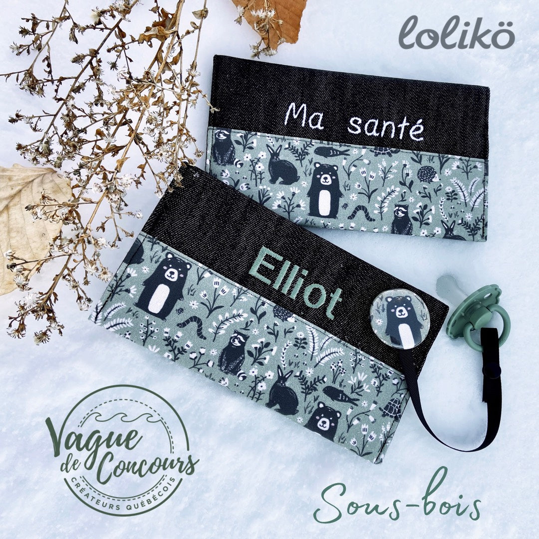 Protège carnet de santé personnalisé Lolikö sous-bois