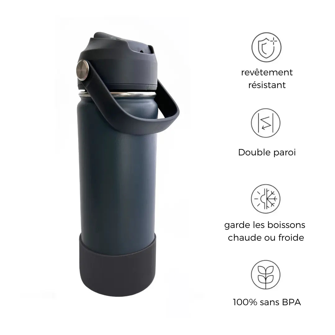 Bouteille d'eau personnalisée grise Lolikö