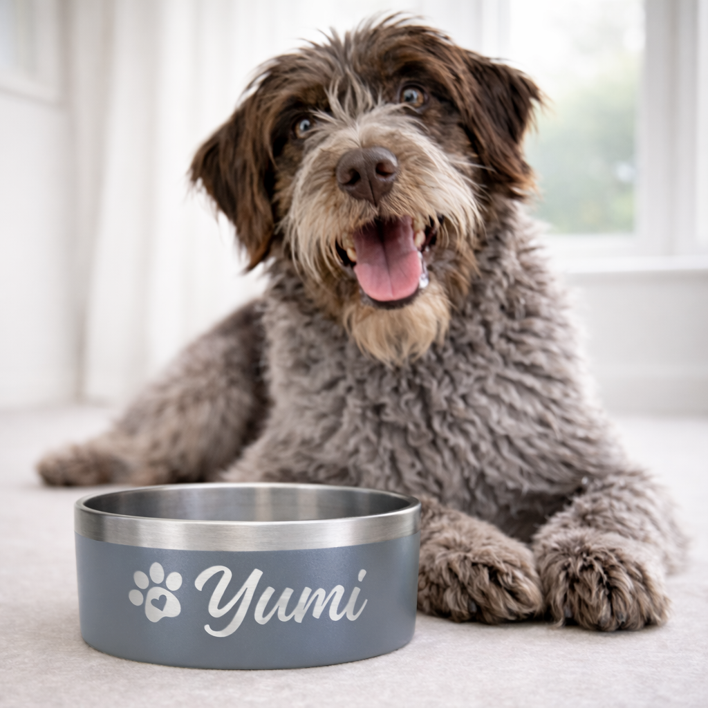 Gamelle personnalisée pour chien et chat grise