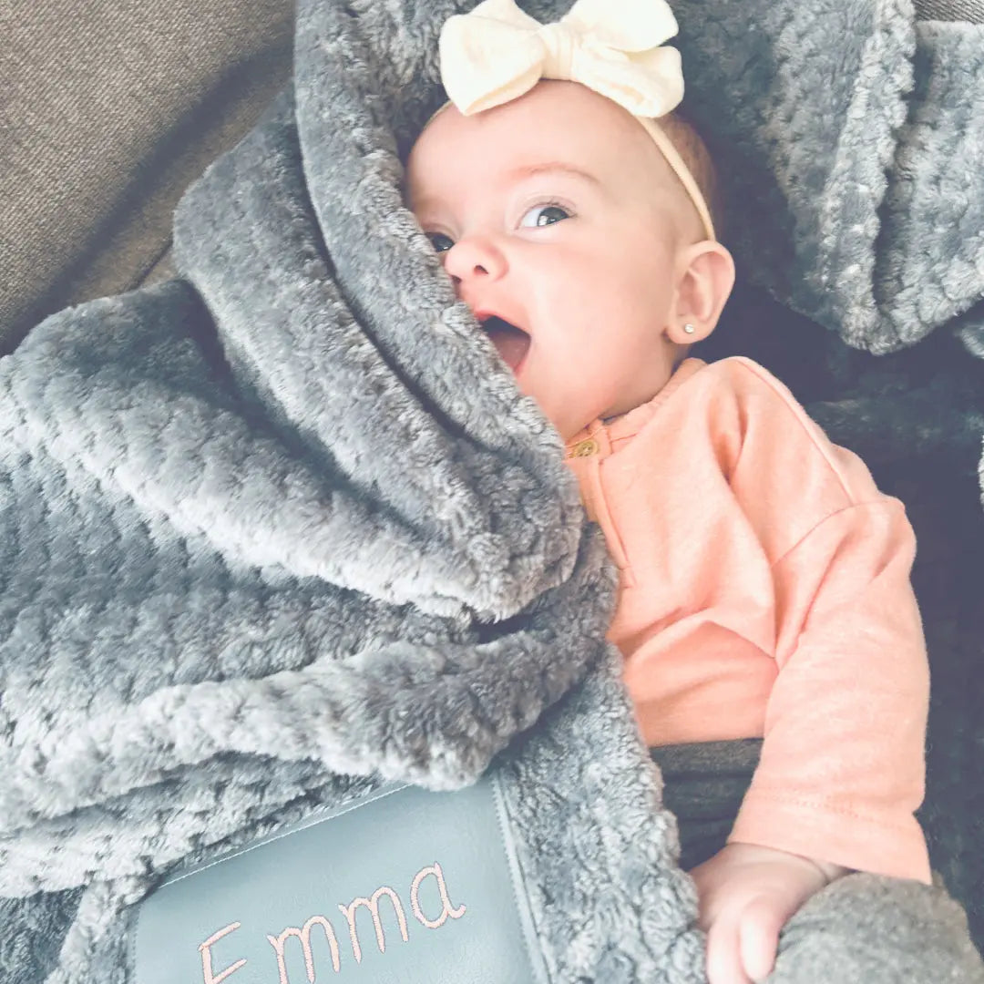 Couverture grise personnalisée pour bébé Lolikö