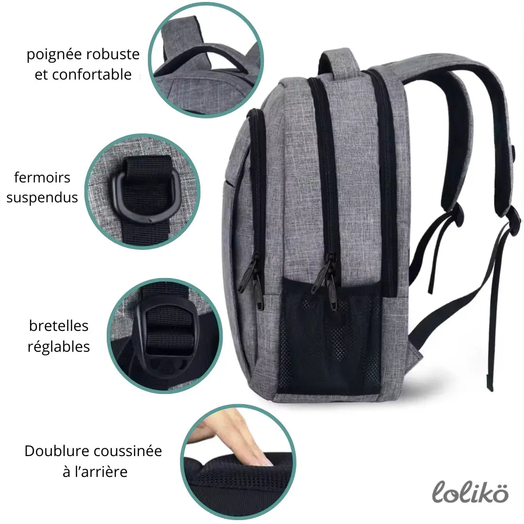 Sac à dos polyvalent noir Lolikö