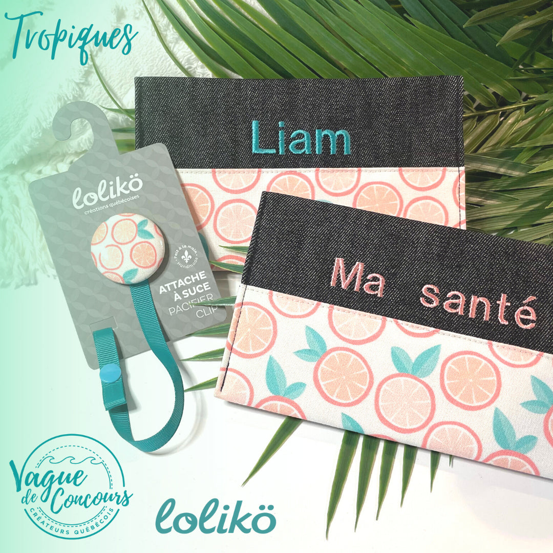 Protège carnet de santé personnalisé Lolikö agrume