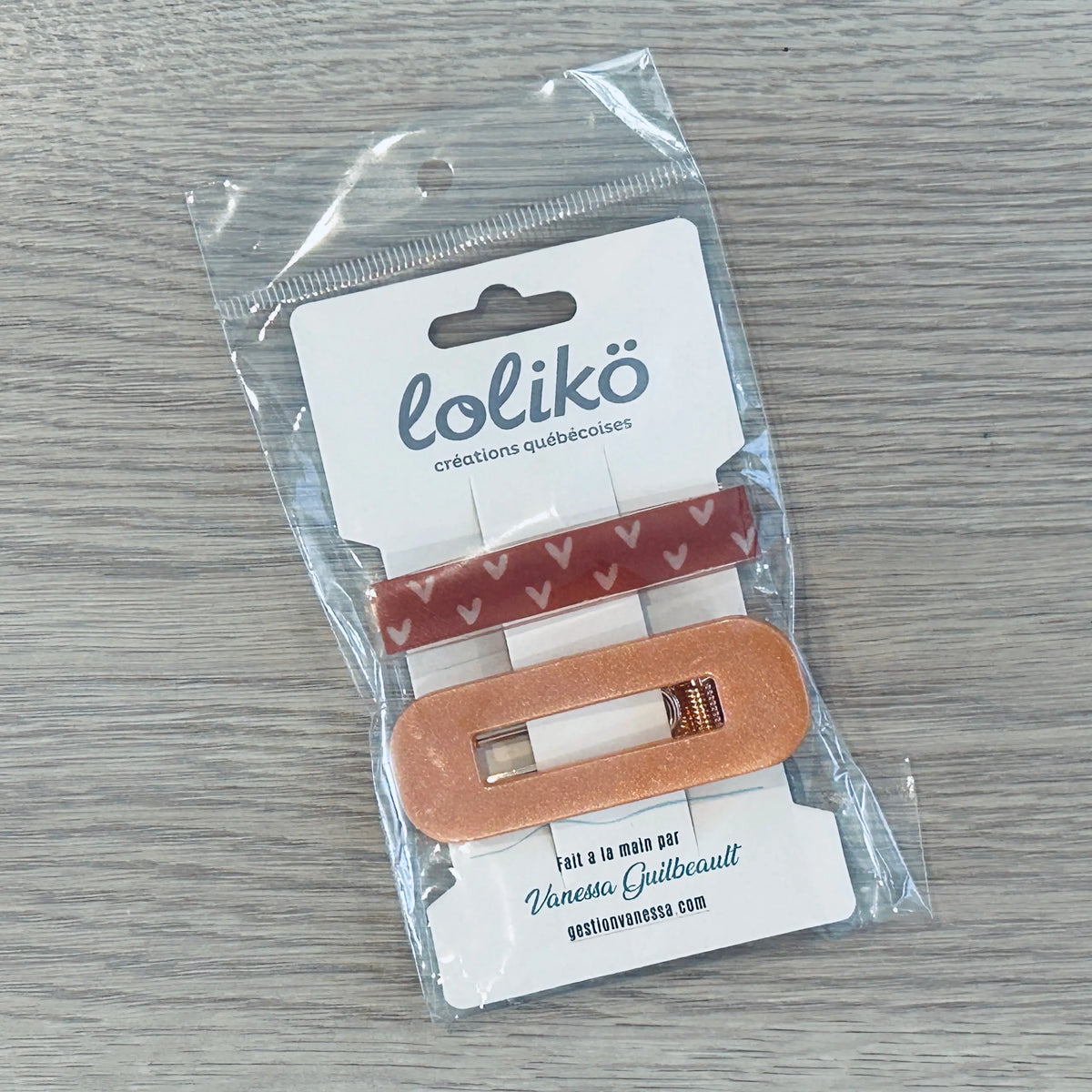 Barrette pour cheveux cœur marron Lolikö