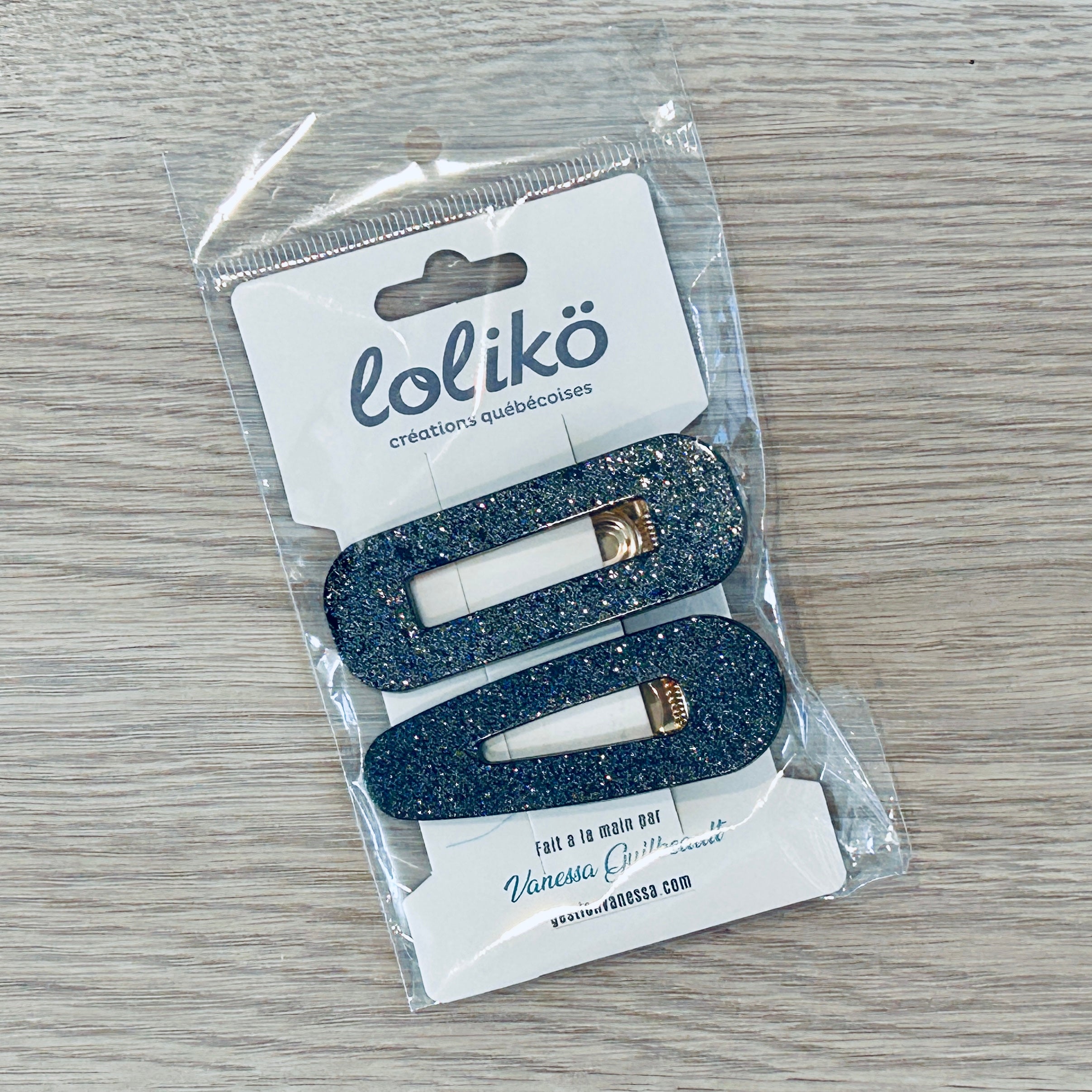Barrette pour cheveux paillette noire