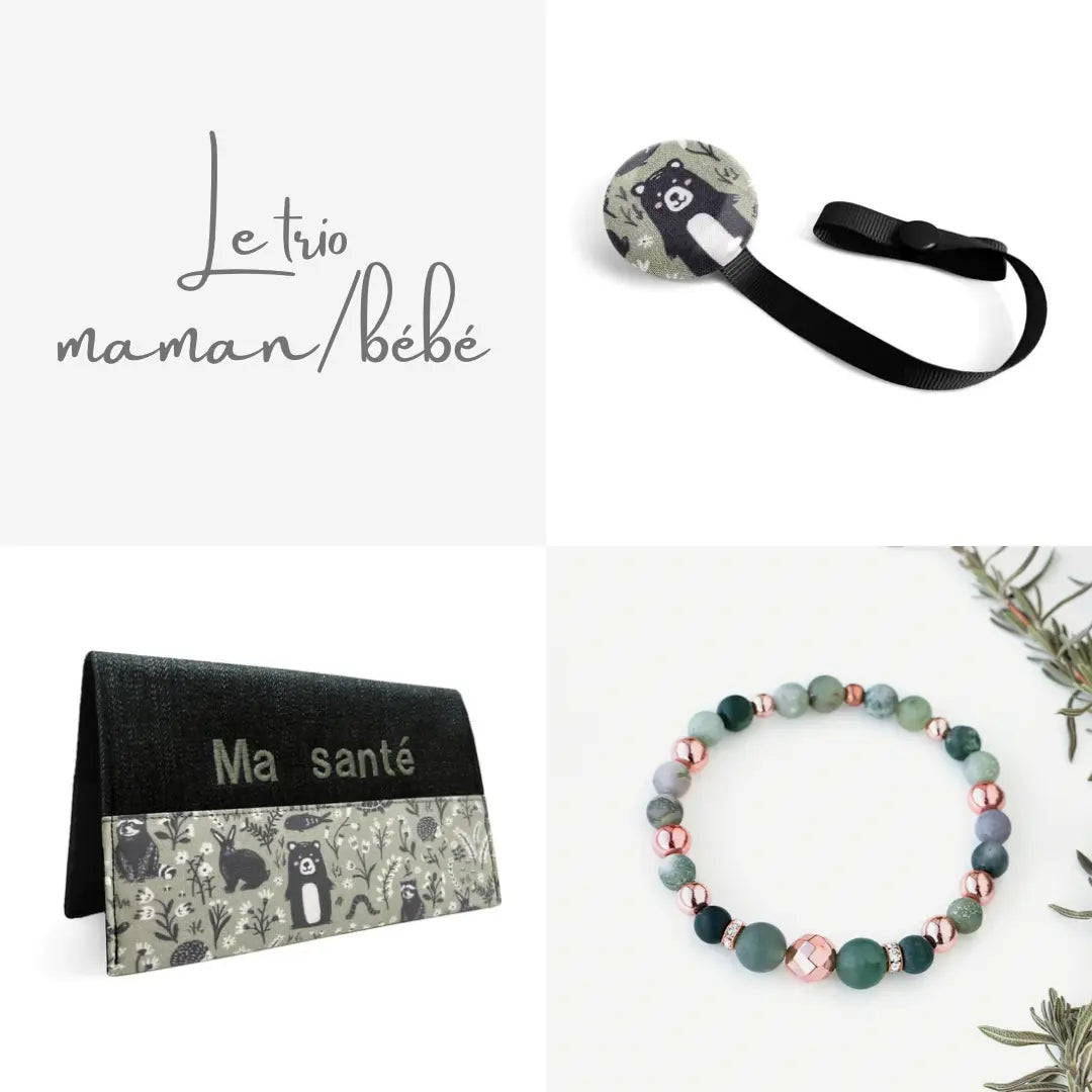 Trio maman/bébé Sous-bois - cadeau personnalisé Créations Lolikö