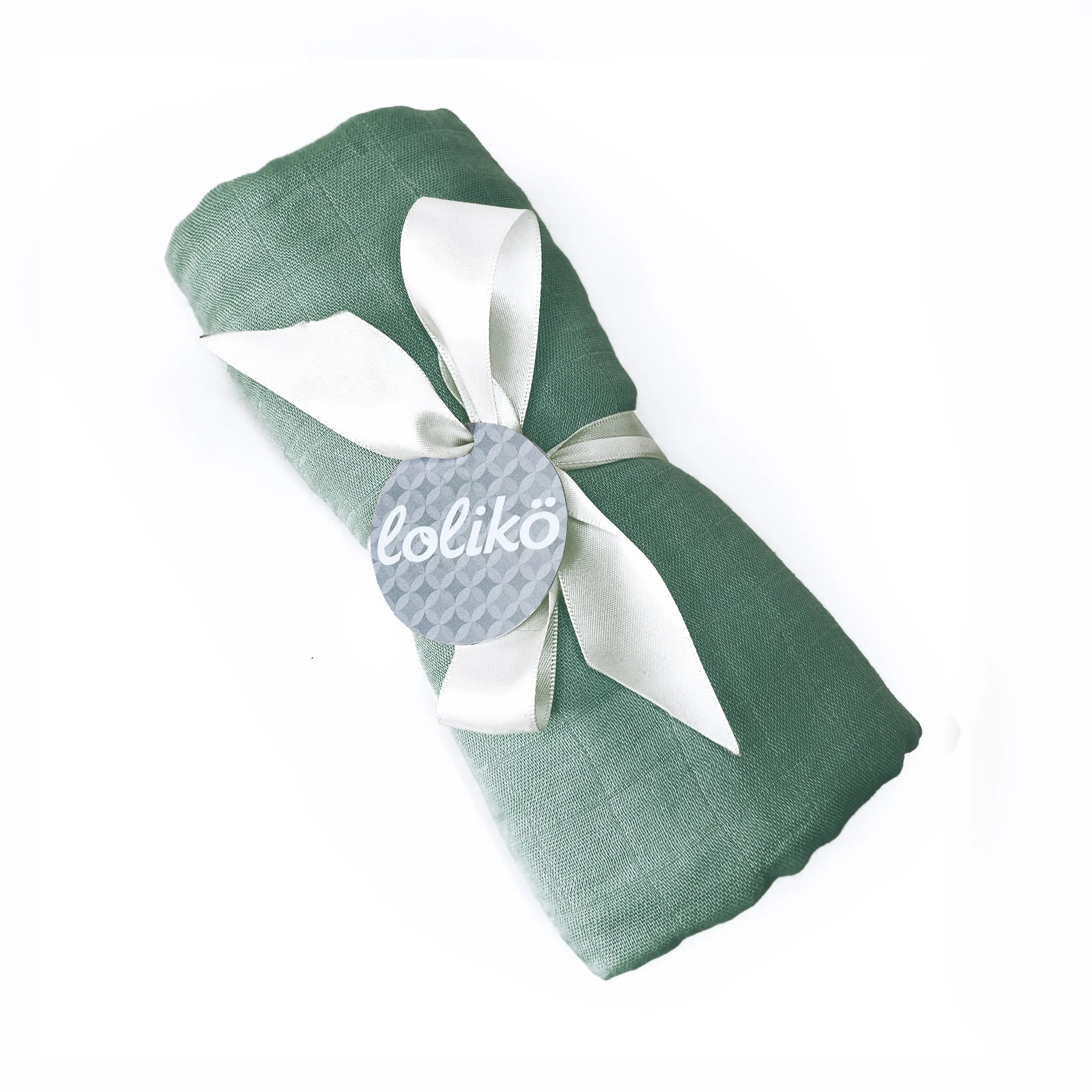 Mousseline en bambou pour bébé vert mousse Lolikö