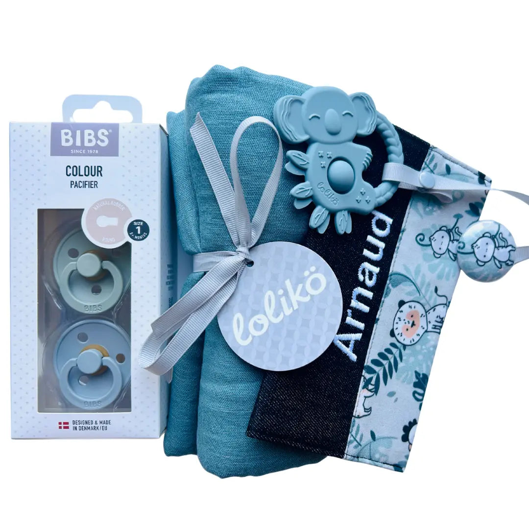 Ensemble cadeau personnalisé de naissance jungle Lolikö