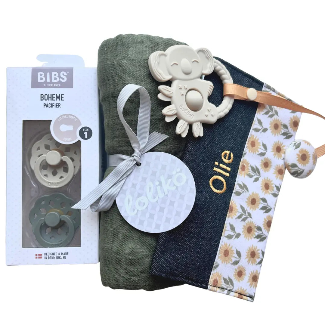 Ensemble cadeau personnalisé de naissance tournesol Lolikö