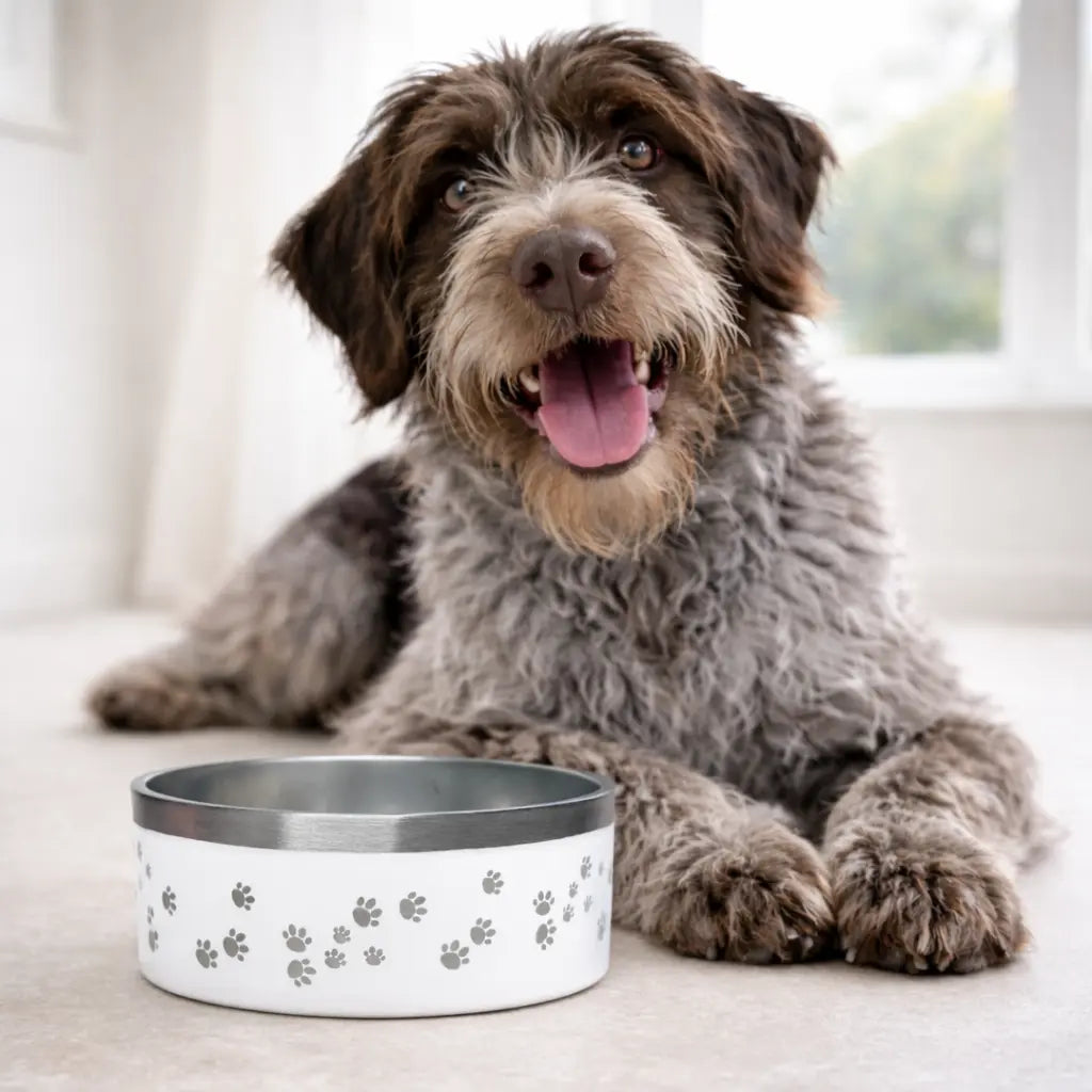 Gamelle personnalisée pour chien et chat blanche Nelly et Cie inc.