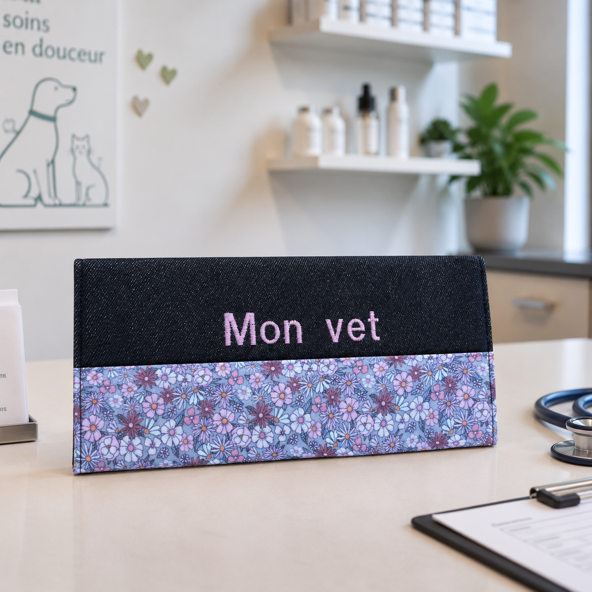 Protège carnet de vaccination Lolikö Fleur verte
