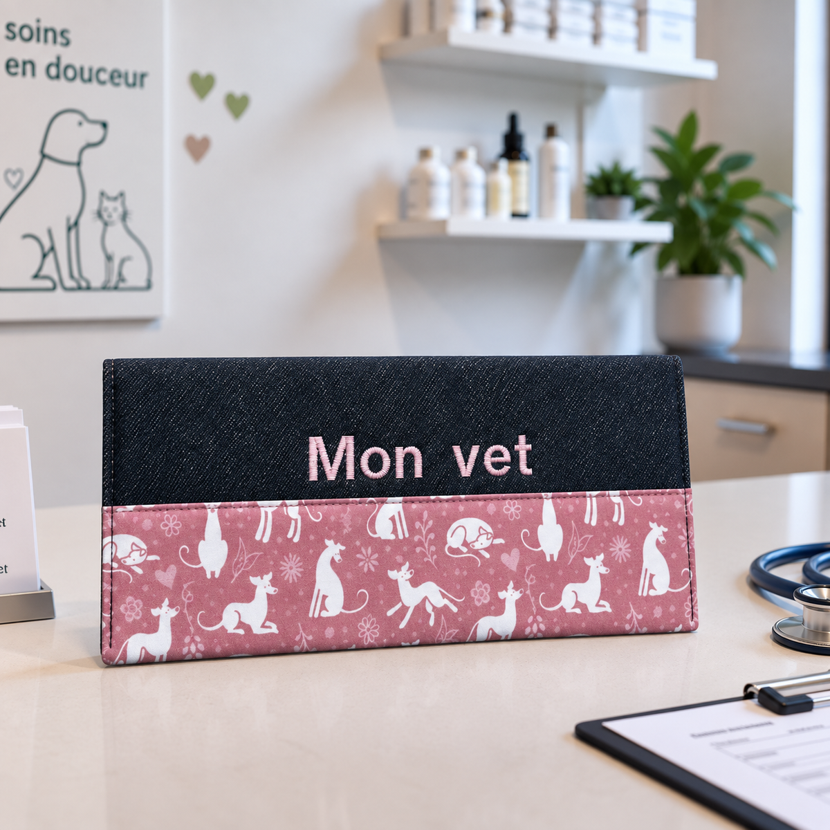 Protège carnet de vaccination Lolikö Lévrier rose