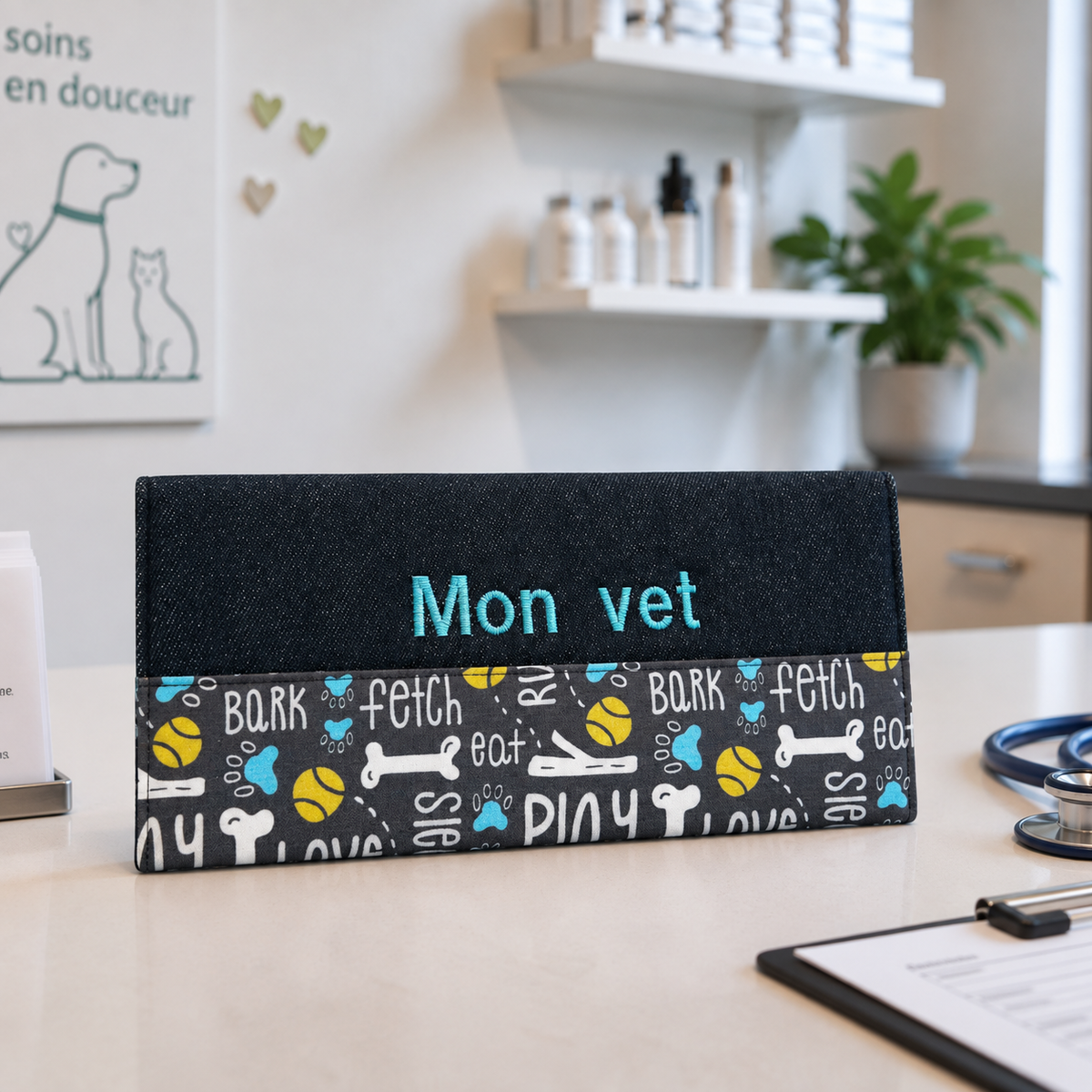 Protège carnet de vaccination Lolikö Love bleu