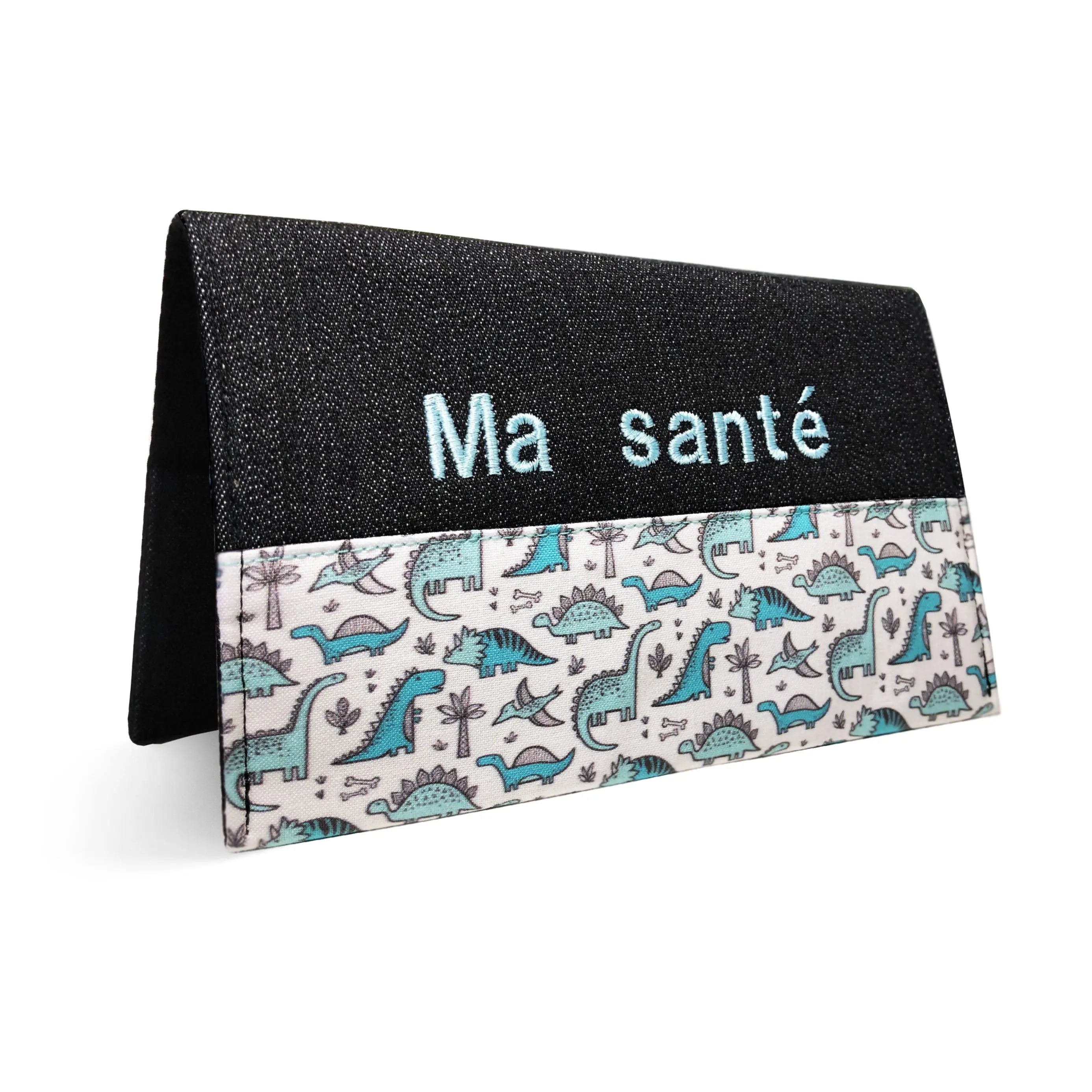 Protège carnet de santé personnalisé Lolikö Dino turquoise (motif : Caja_design) Lolikö