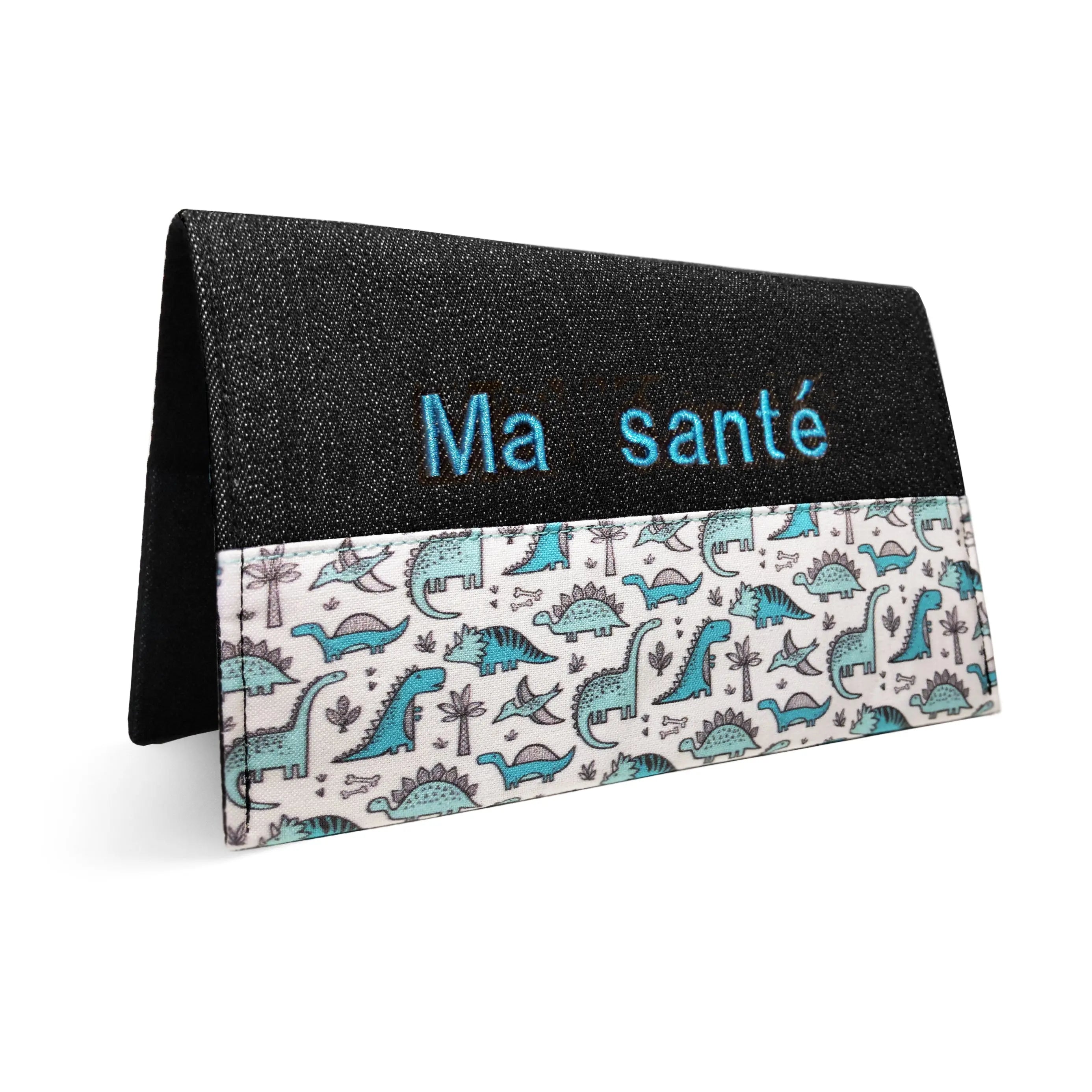 Protège carnet de santé personnalisé Lolikö Dino turquoise (motif : Caja_design) Lolikö