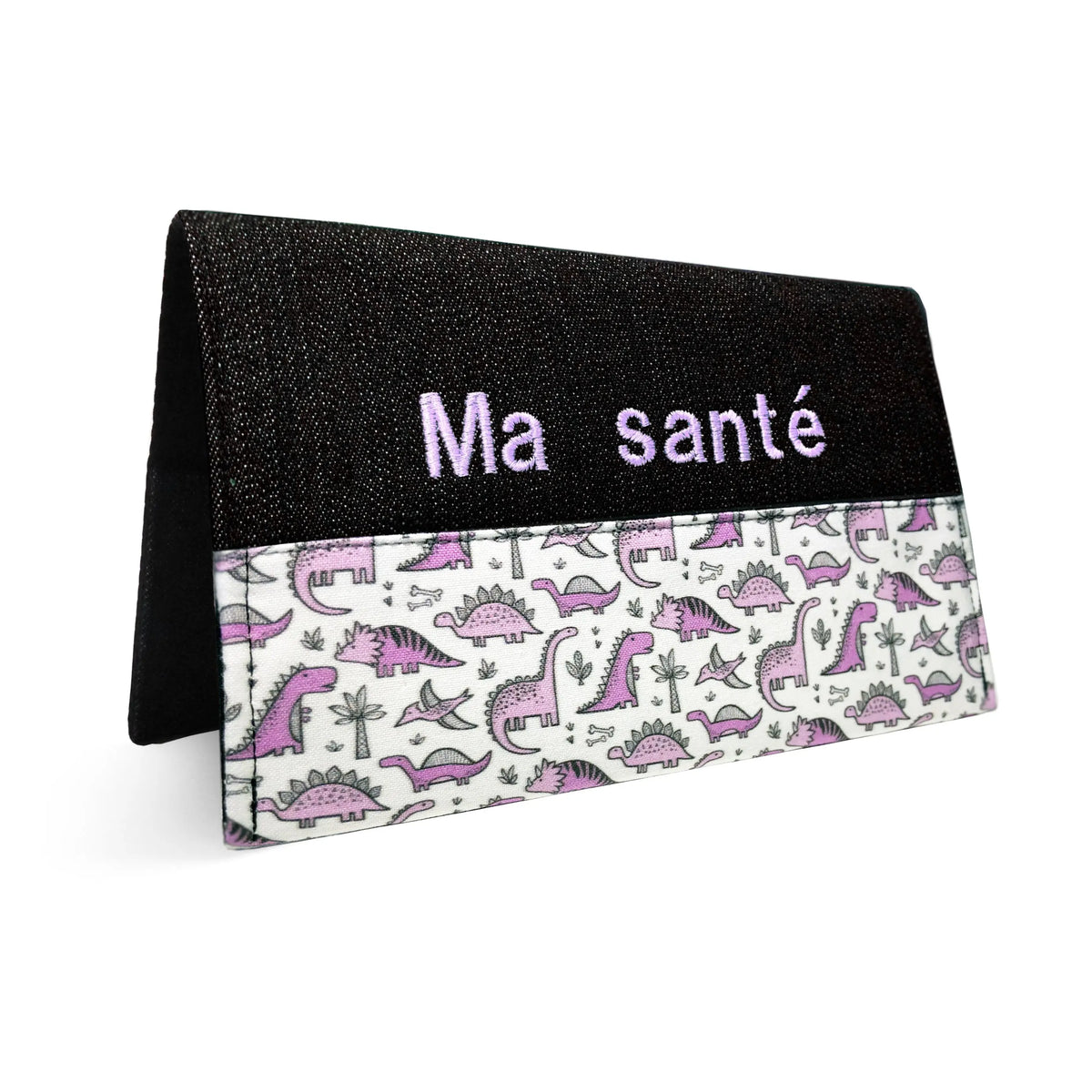 Protège carnet de santé personnalisé Lolikö Dino lilas (motif : Caja_design) Lolikö