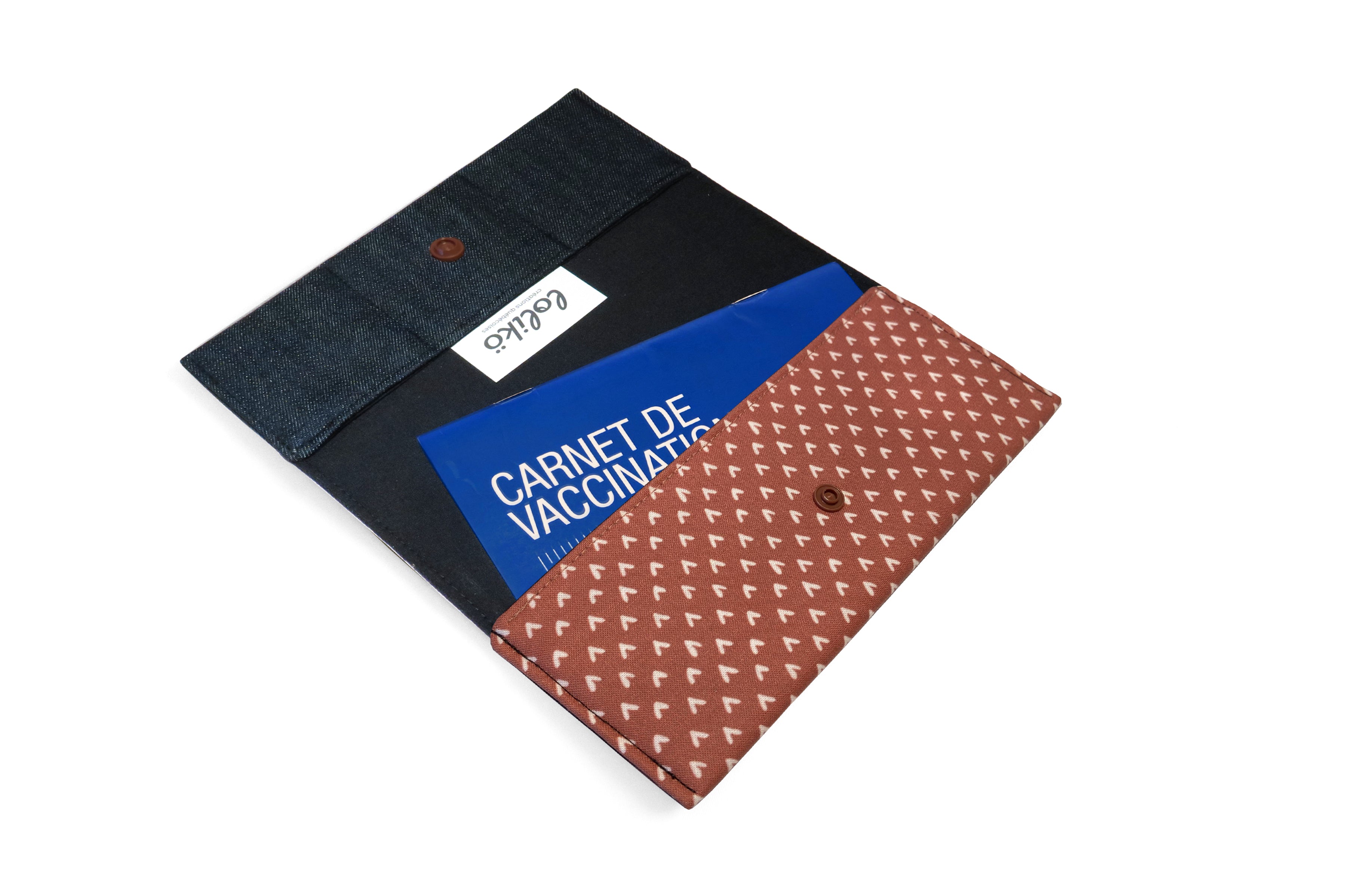 Protège carnet de santé personnalisé Lolikö Coeur marron