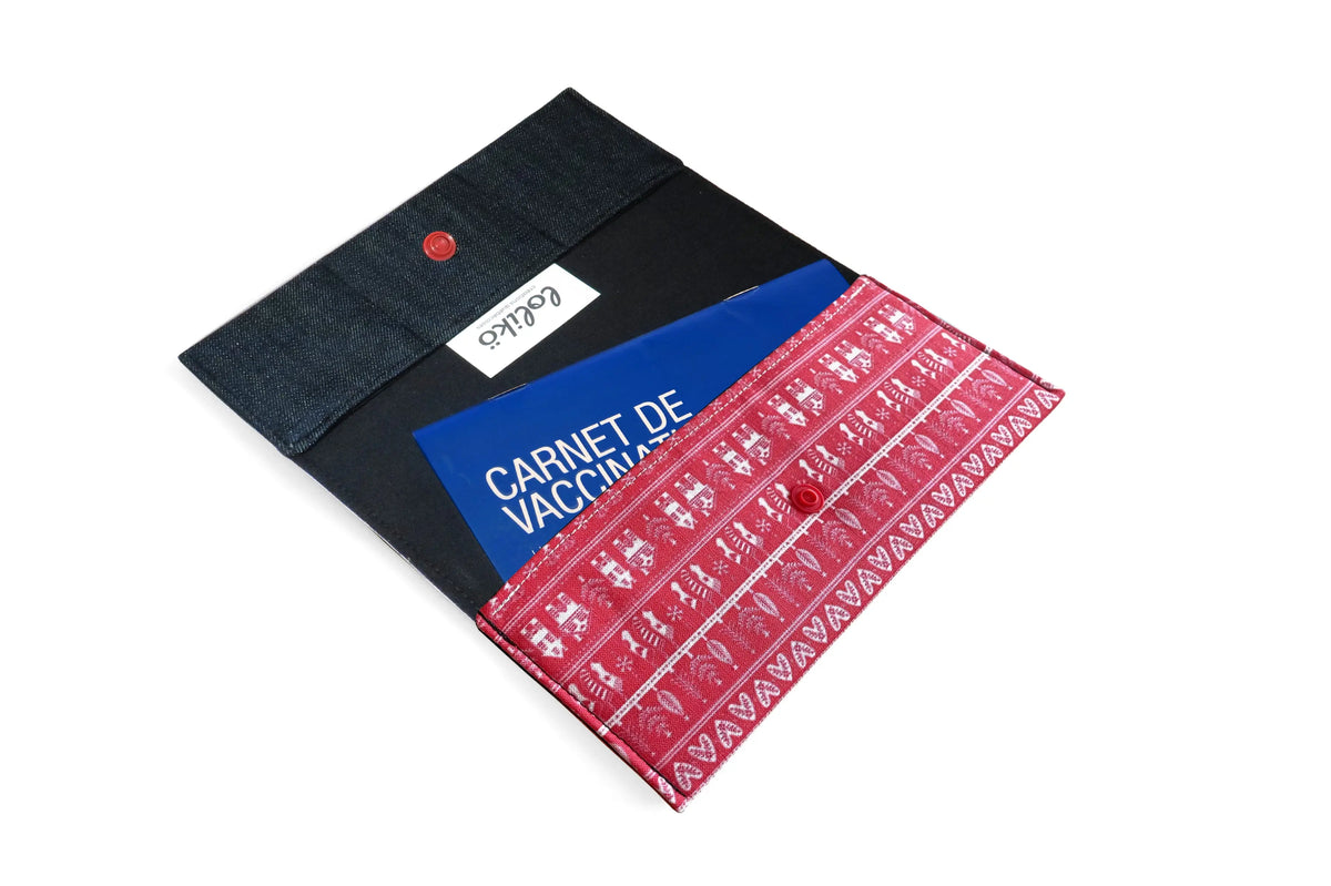 Protège carnet de santé personnalisé Lolikö Festif rouge Lolikö