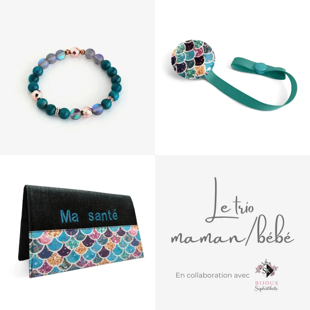 Trio maman/bébé personnalisé Sirène - cadeau personnalisé Créations Lolikö