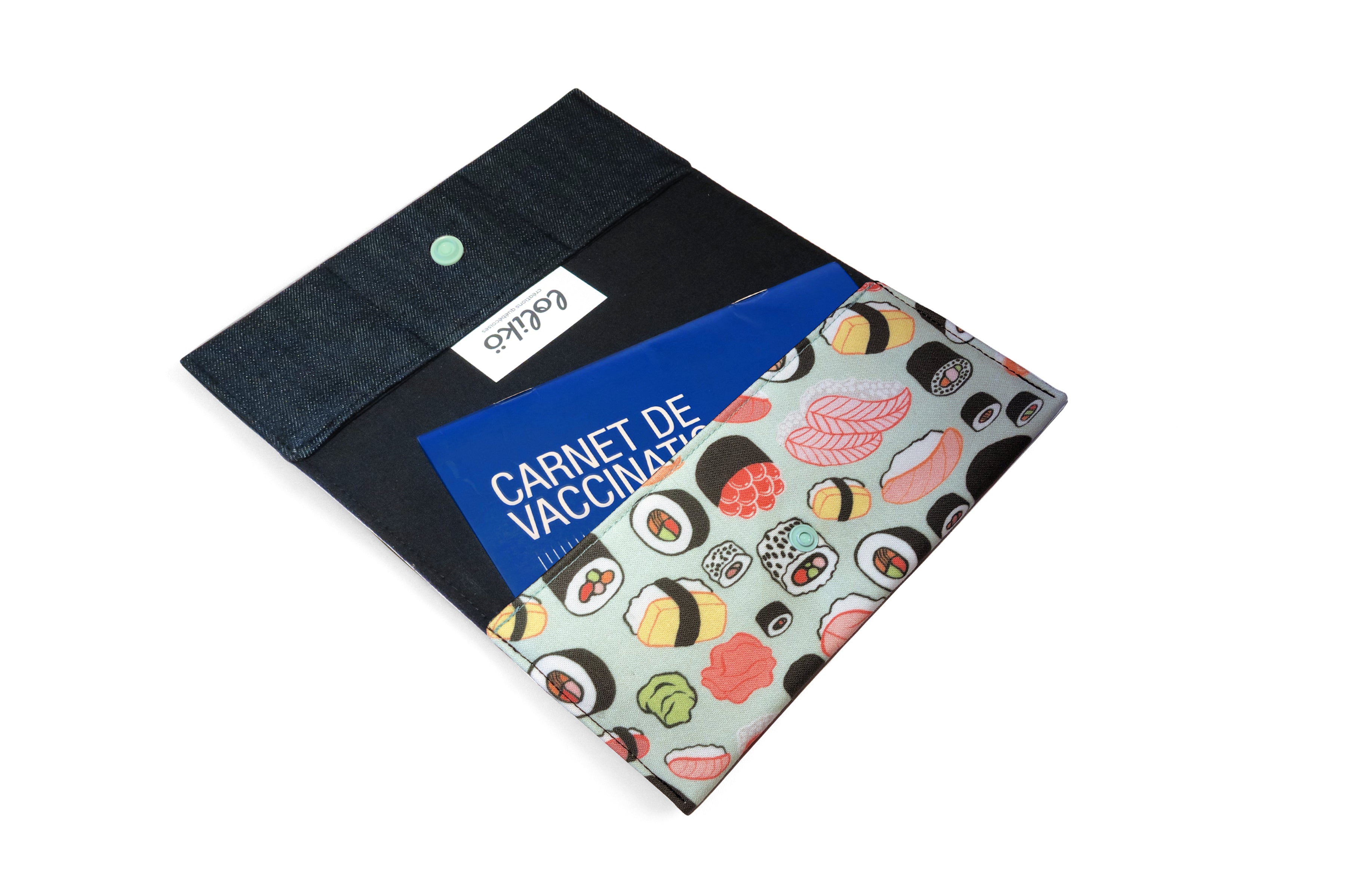 Protège carnet de santé personnalisé Lolikö Sushi turquoise