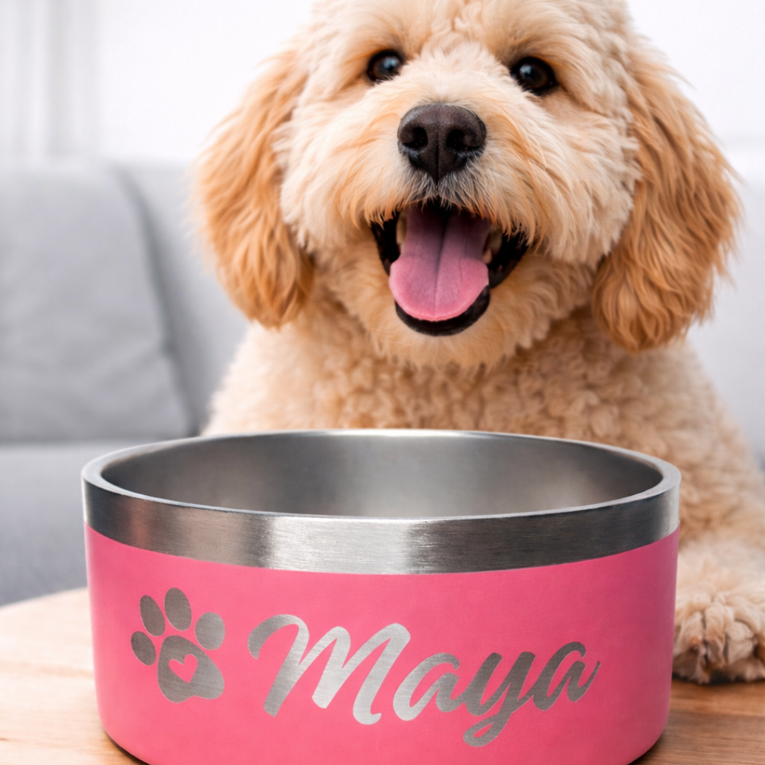 Gamelle personnalisée pour chiens et chats rose