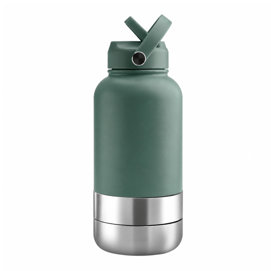 Bouteille de voyage Nelly & Cie 3-en-1 verte mousse