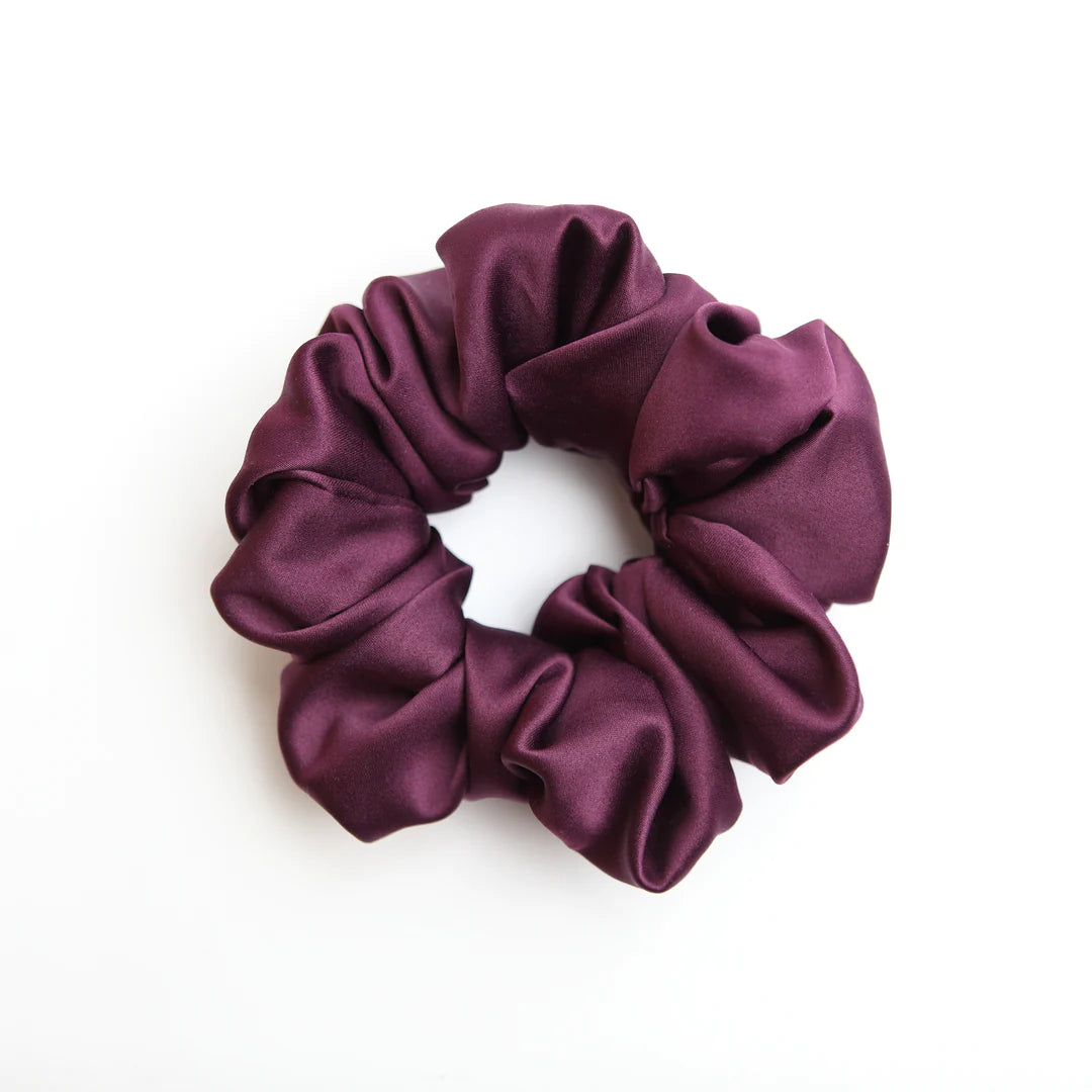 Dark purple satin scrunchie pic &amp; clip