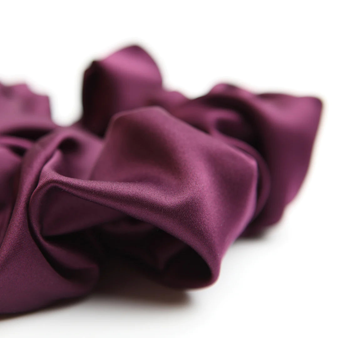 Dark purple satin scrunchie pic &amp; clip