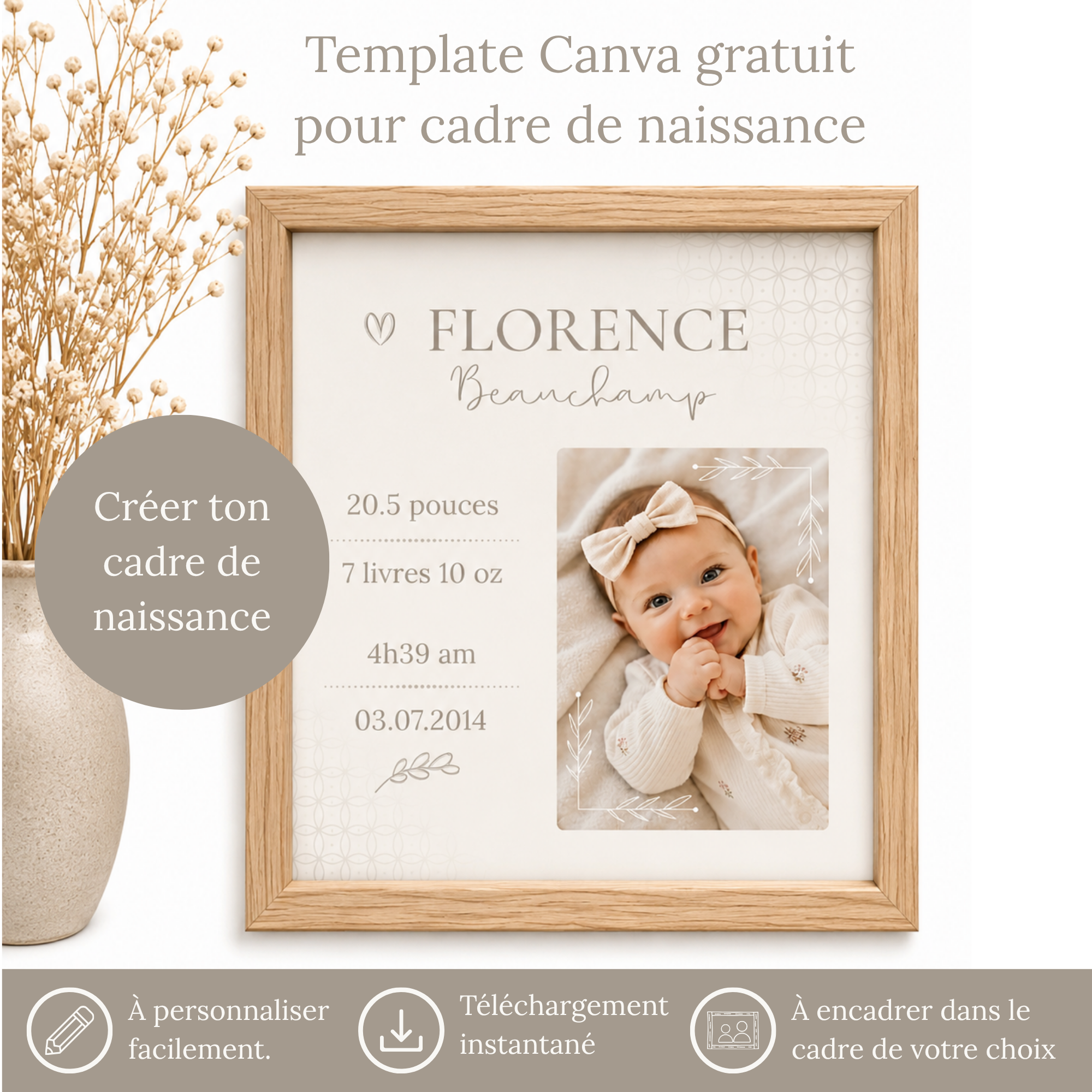 3 templates pour cadre de naissance gratuit