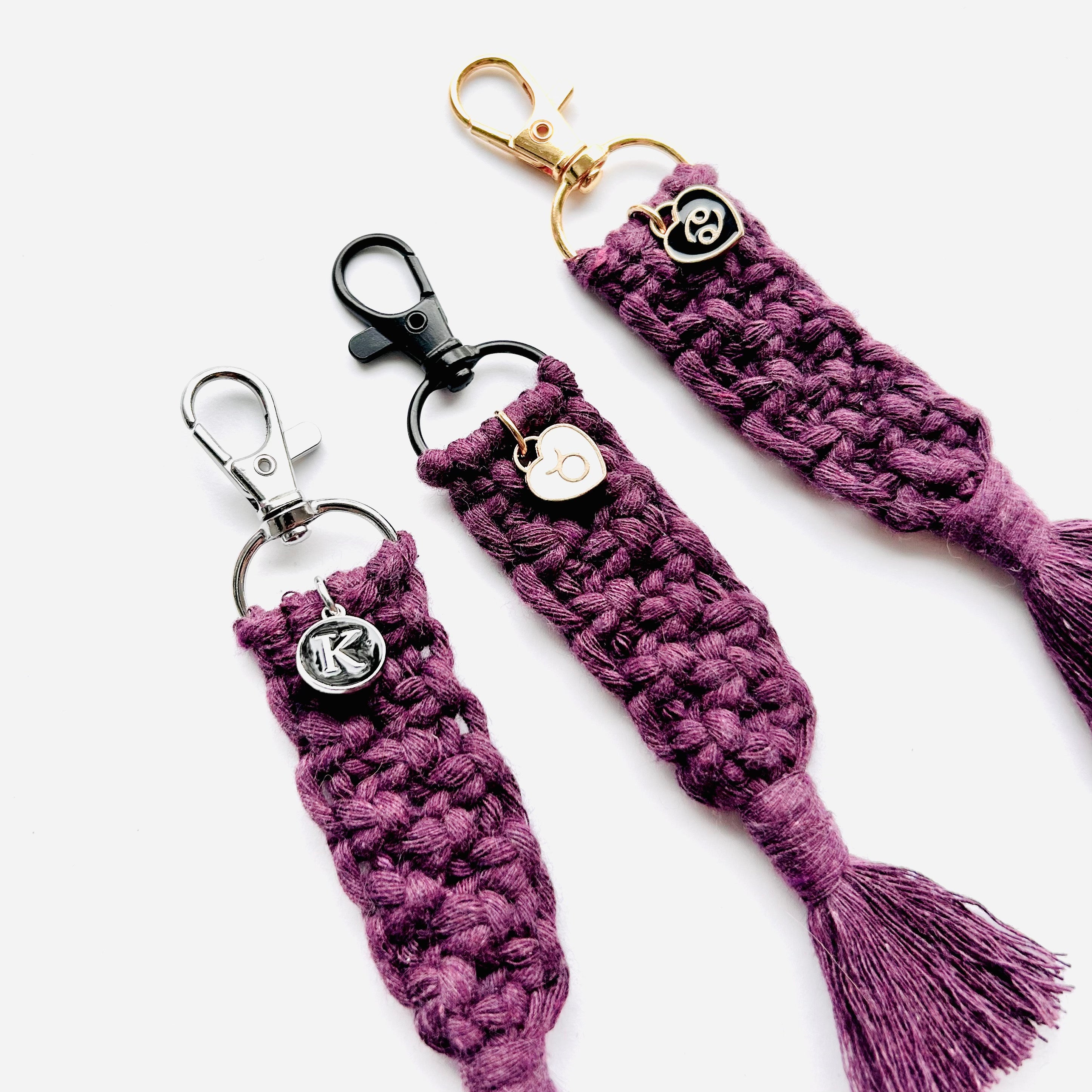 Purple macrame keychain