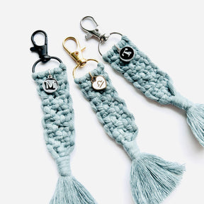 Porte-clé macramé turquoise