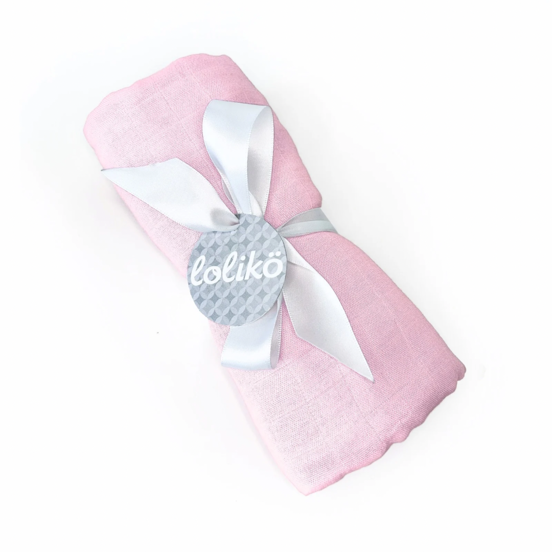 Mousseline en bambou pour bébé rose pâle