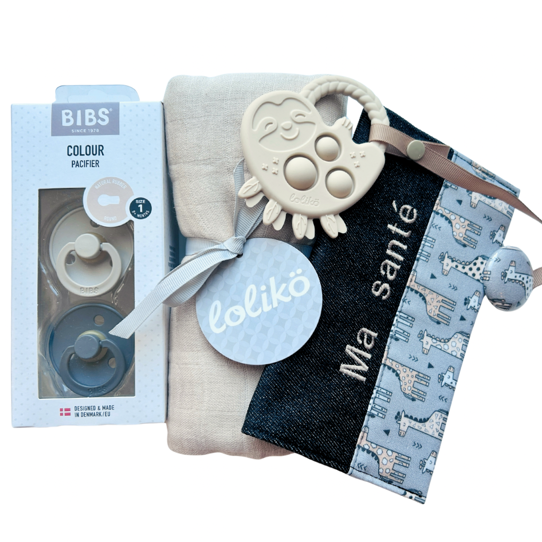 Ensemble cadeau personnalisé de naissance girafe