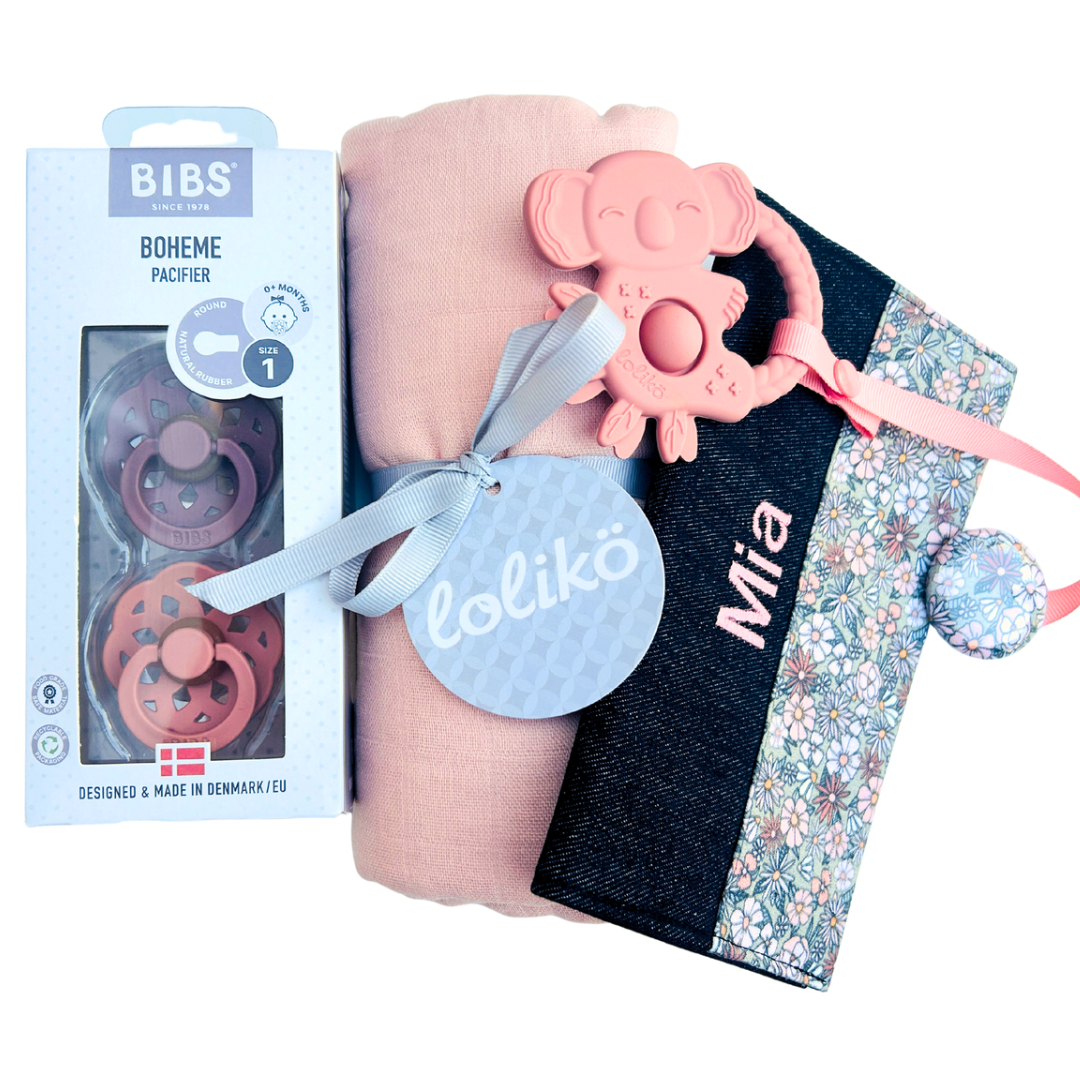 Ensemble cadeau personnalisé de naissance fleur verte