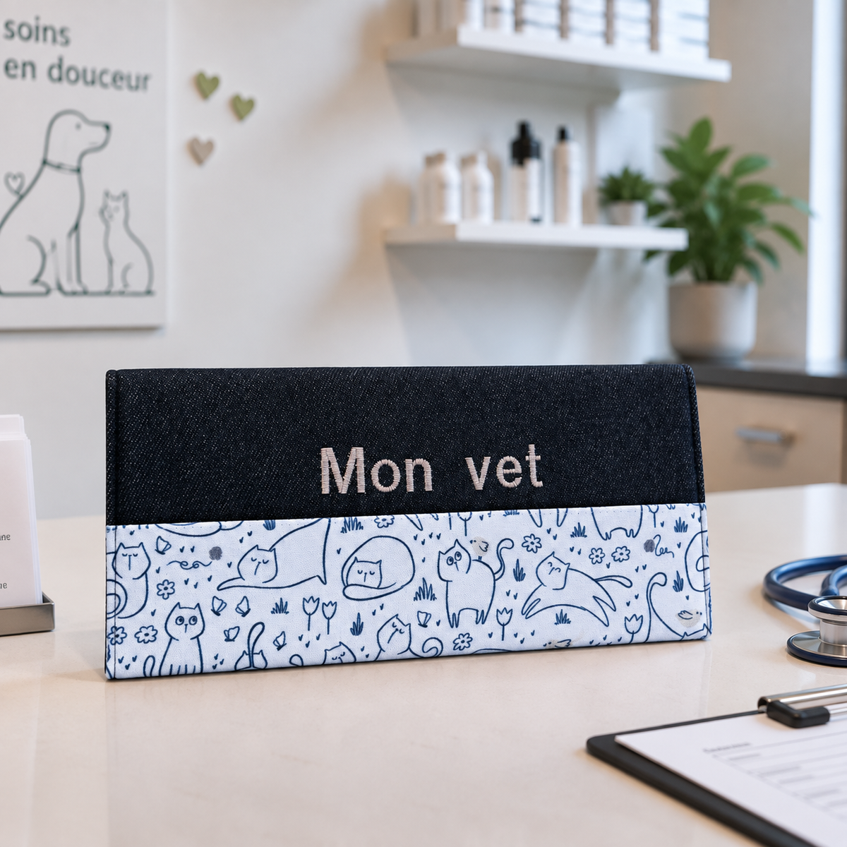 Protège carnet de vaccination Lolikö Chat beige