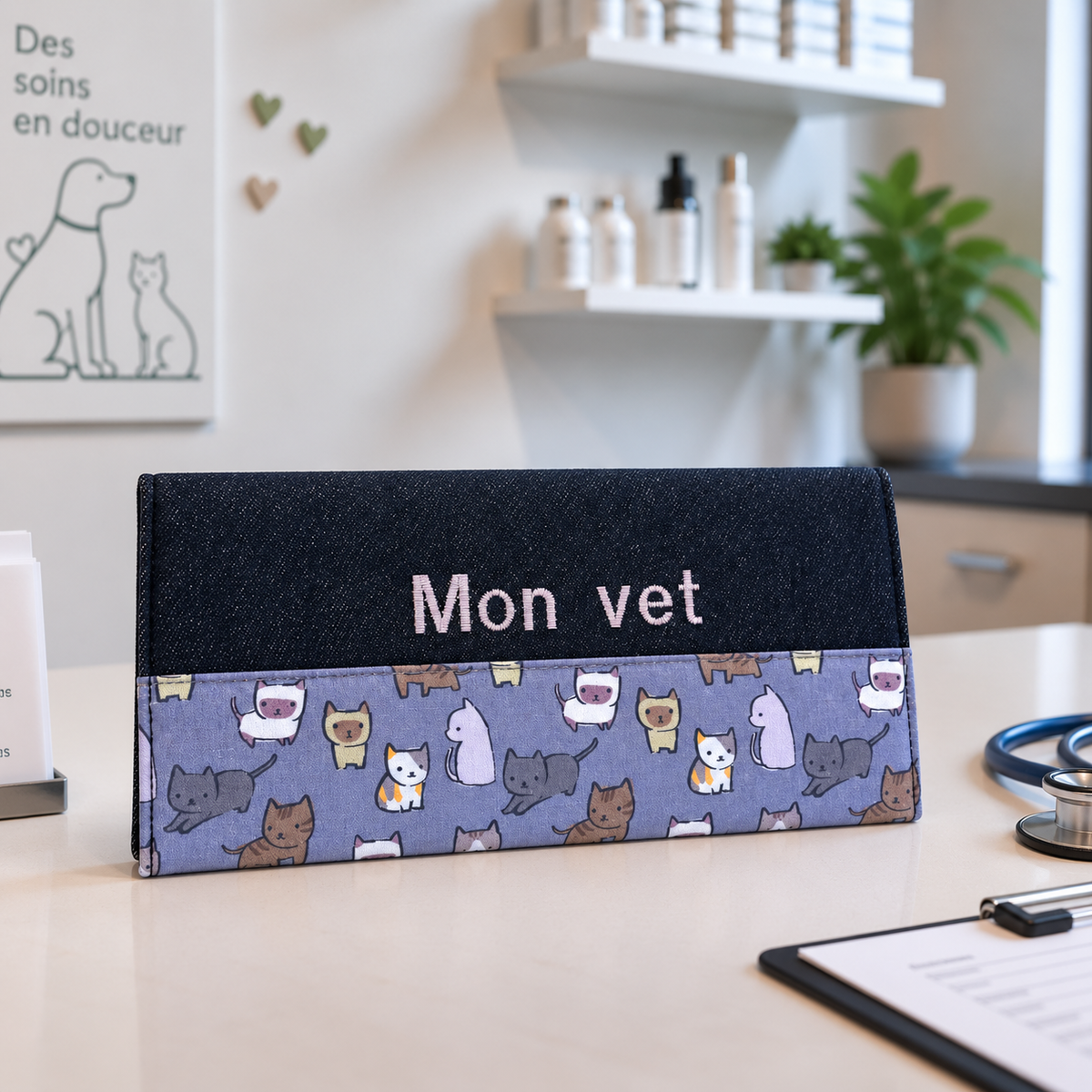 Protège carnet de vaccination Lolikö Chat gris