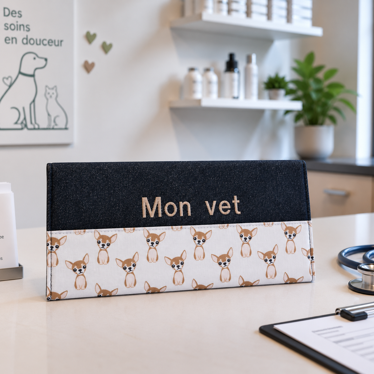 Protège carnet de vaccination Lolikö Chihuahua beige