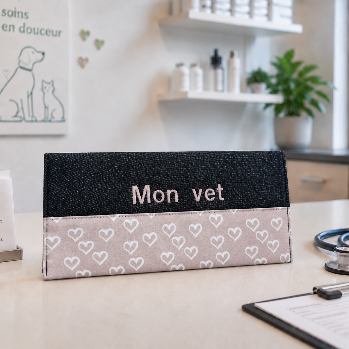 Protège carnet de vaccination Lolikö Coeur beige