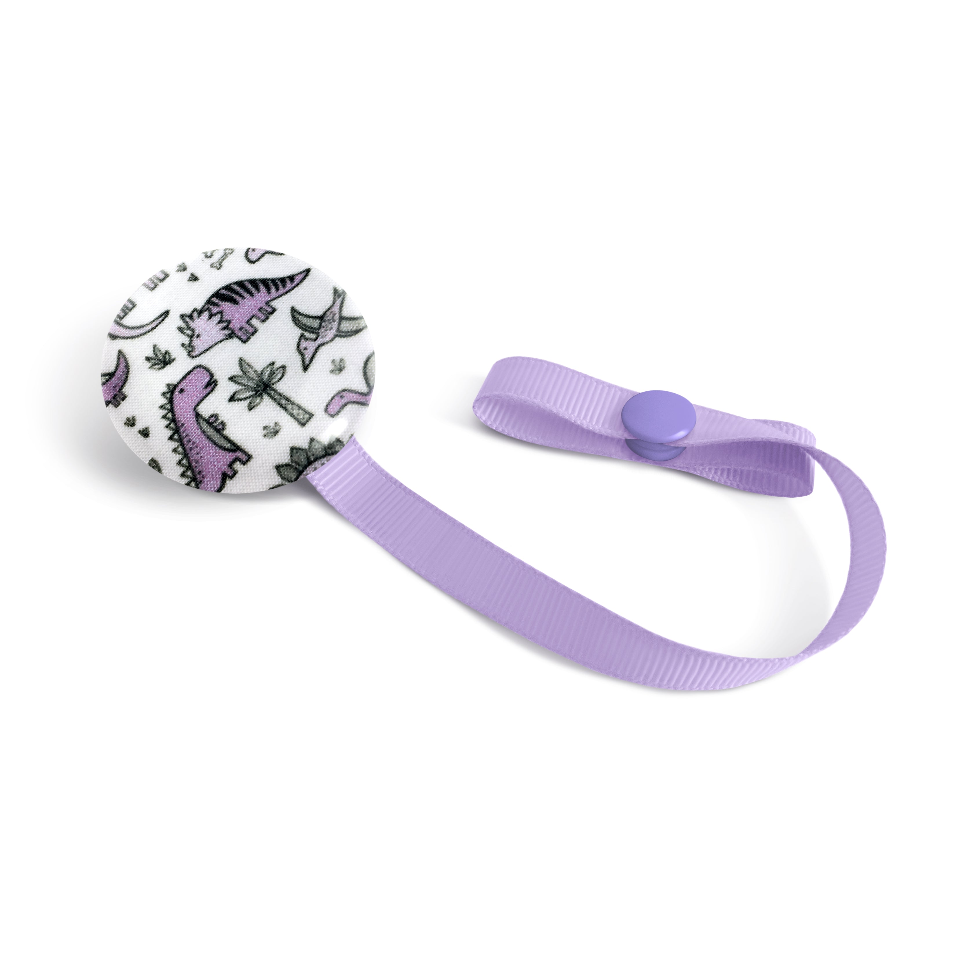 Lolikö Dino lilac pacifier clip (pattern: Caja_design)