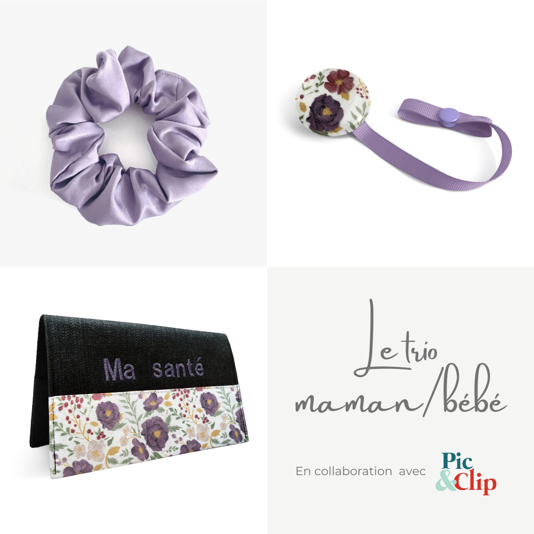 Trio chouchou fleur lilas