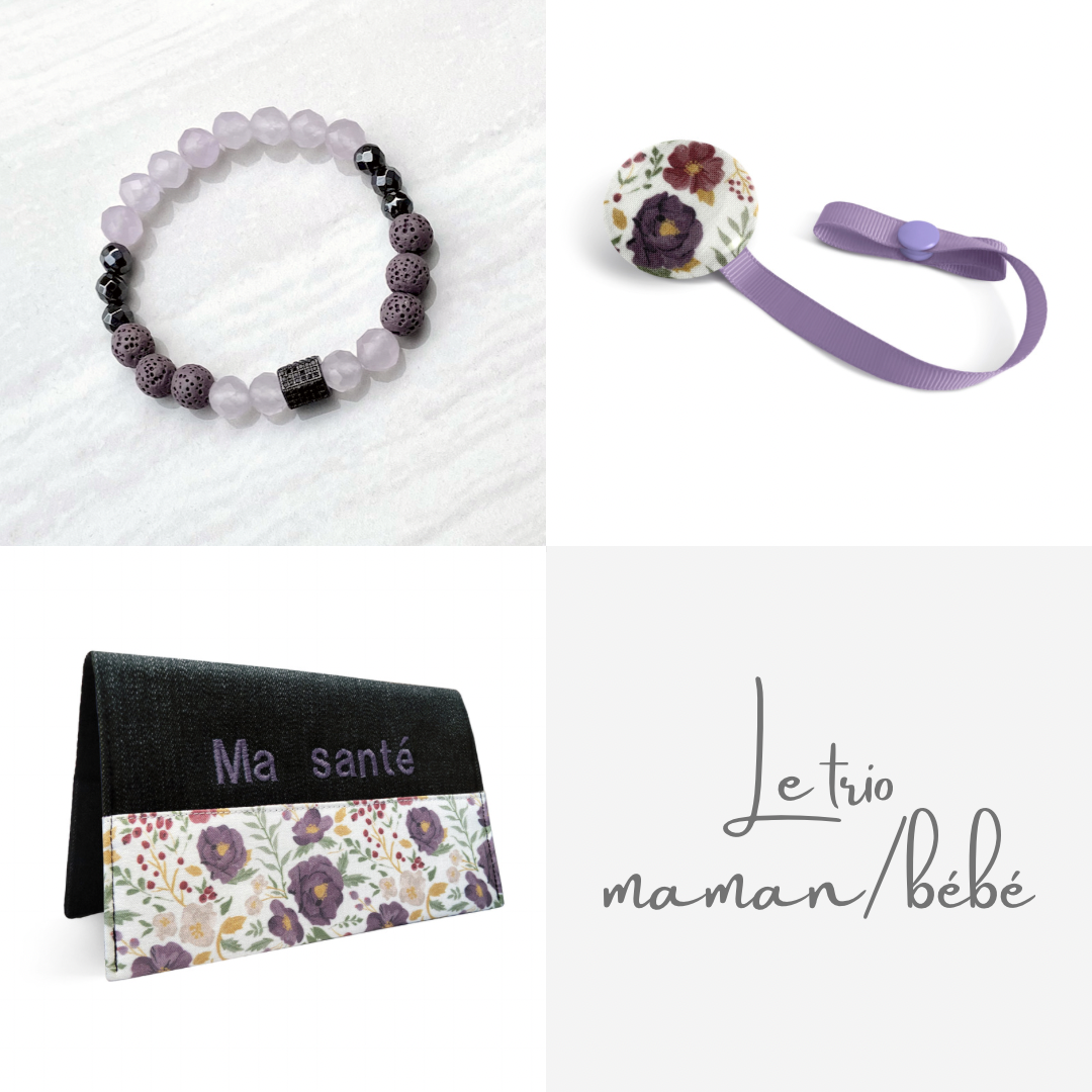 Trio maman/bébé Fleur lilas